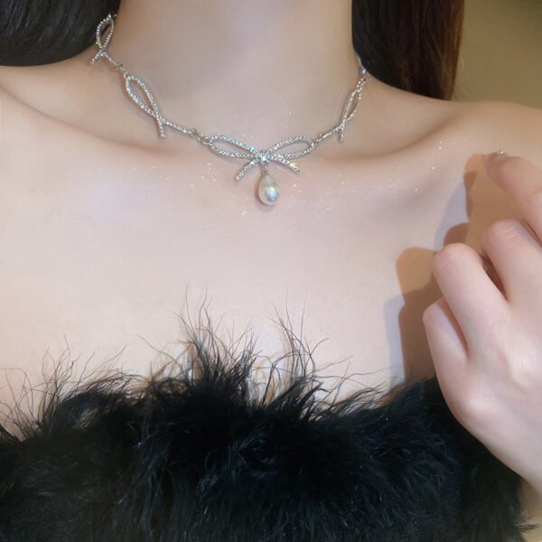 Rhinestone Bowknot Choker Necklaces - Image 2