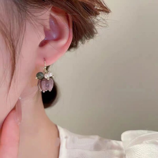 Pearl Water Lily Drop Earrings  - Image 4