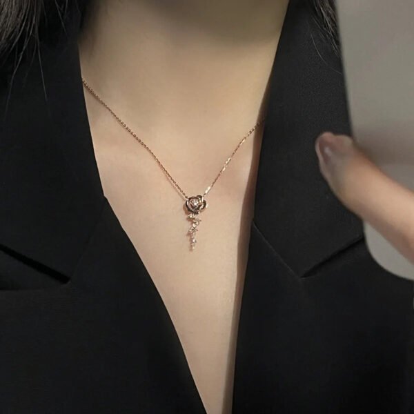 Rose Gold Rose Pendant Necklace - Image 4